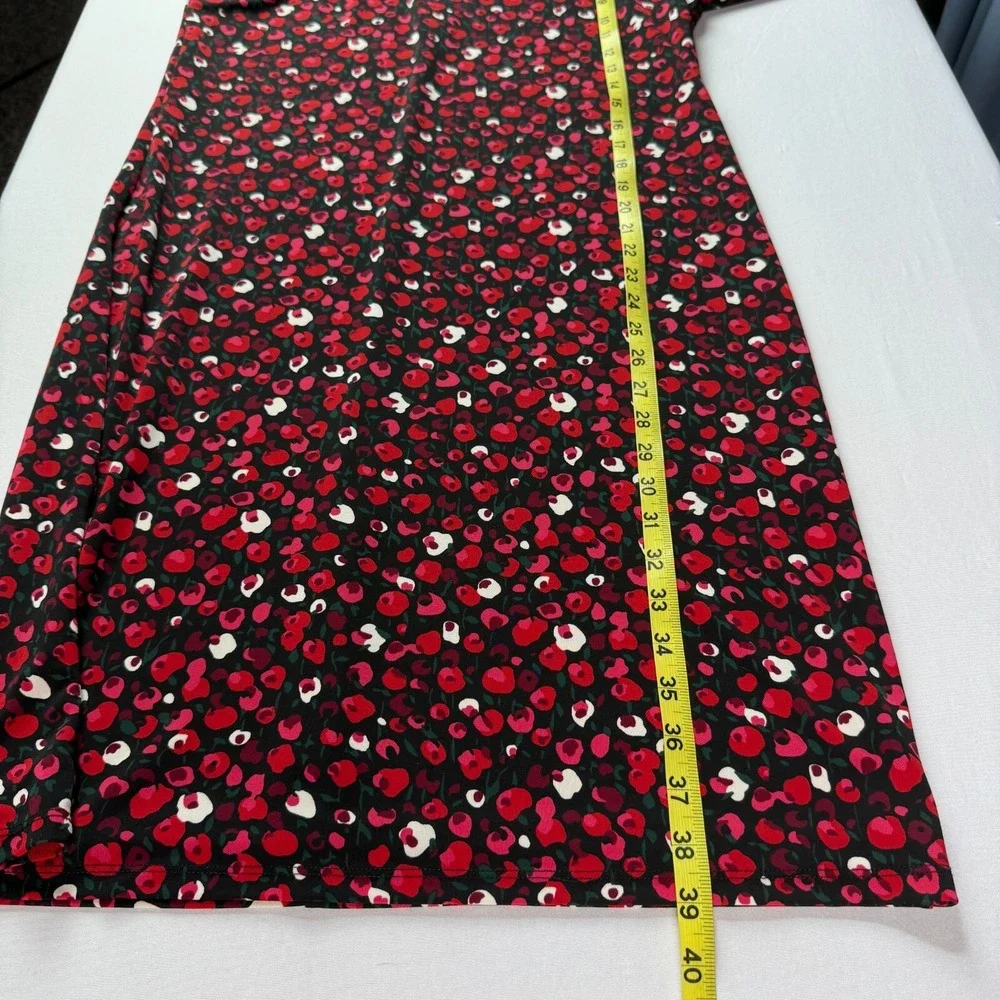 Lauren Ralph Lauren Midi Dress Sz L Red Pink Floral Jersey Knit‎